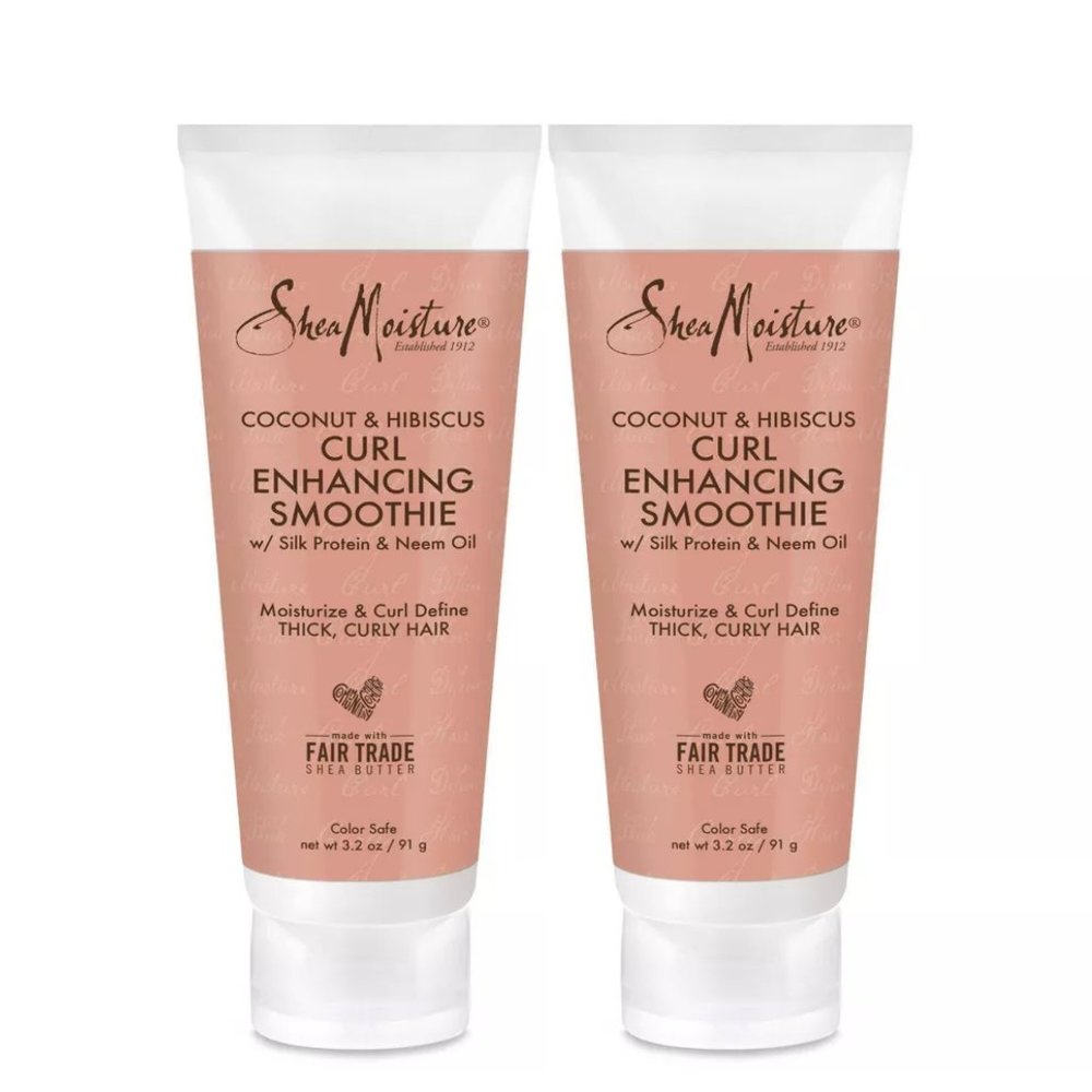 Two SheaMoisture Smoothie Curl Enhancing Cream Thick Curly Hair Coconut Hibiscus